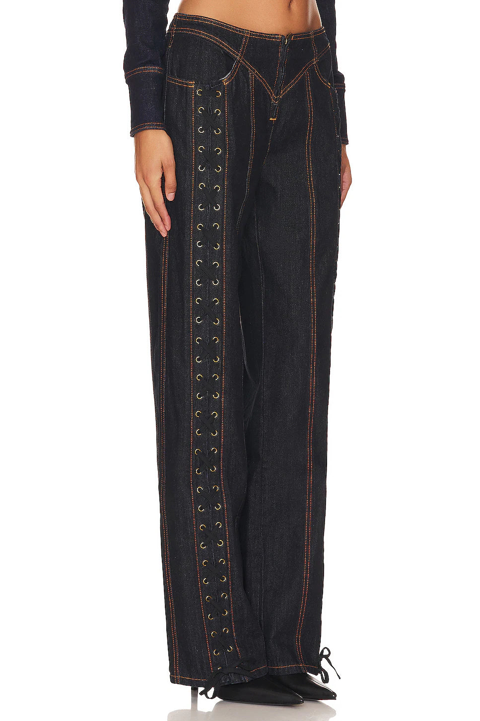 Lace Up Jeans